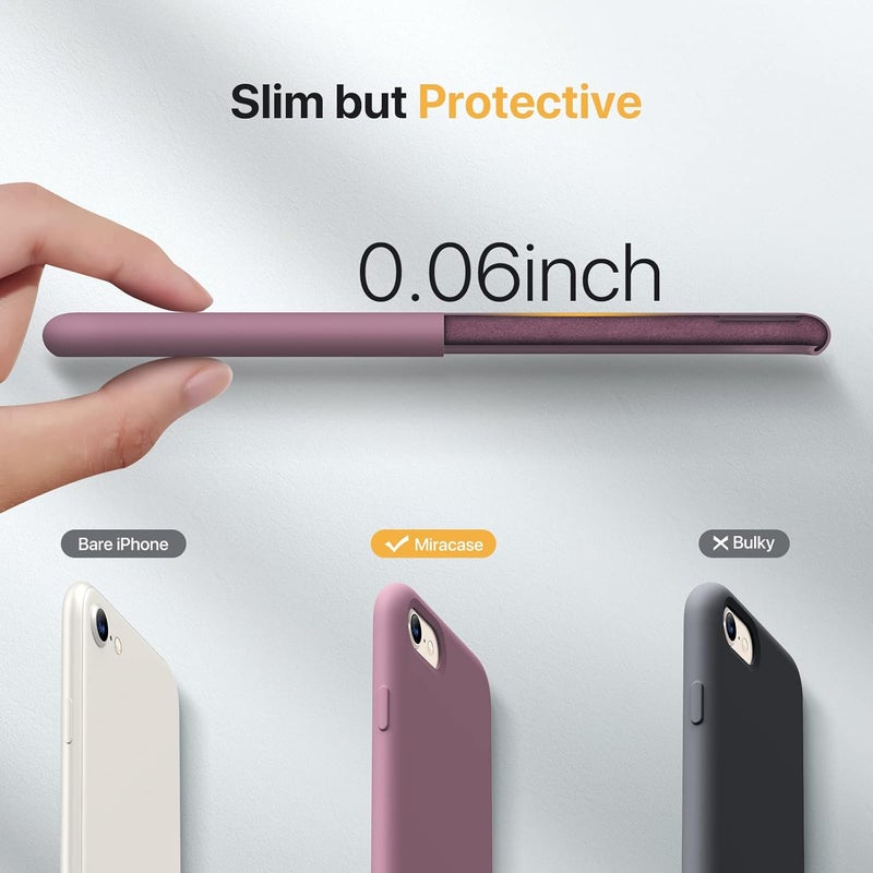 Miracase Ultra Slim Designed for iPhone SE Case 2022(3rd Gen)/iPhone SE 2020 Case(2nd Gen)/iPhone 7 Case/iPhone 8 Case with Screen Protector, Multi-Color Silicone Shockproof Phone Case(Blackcurrant) - Image 3